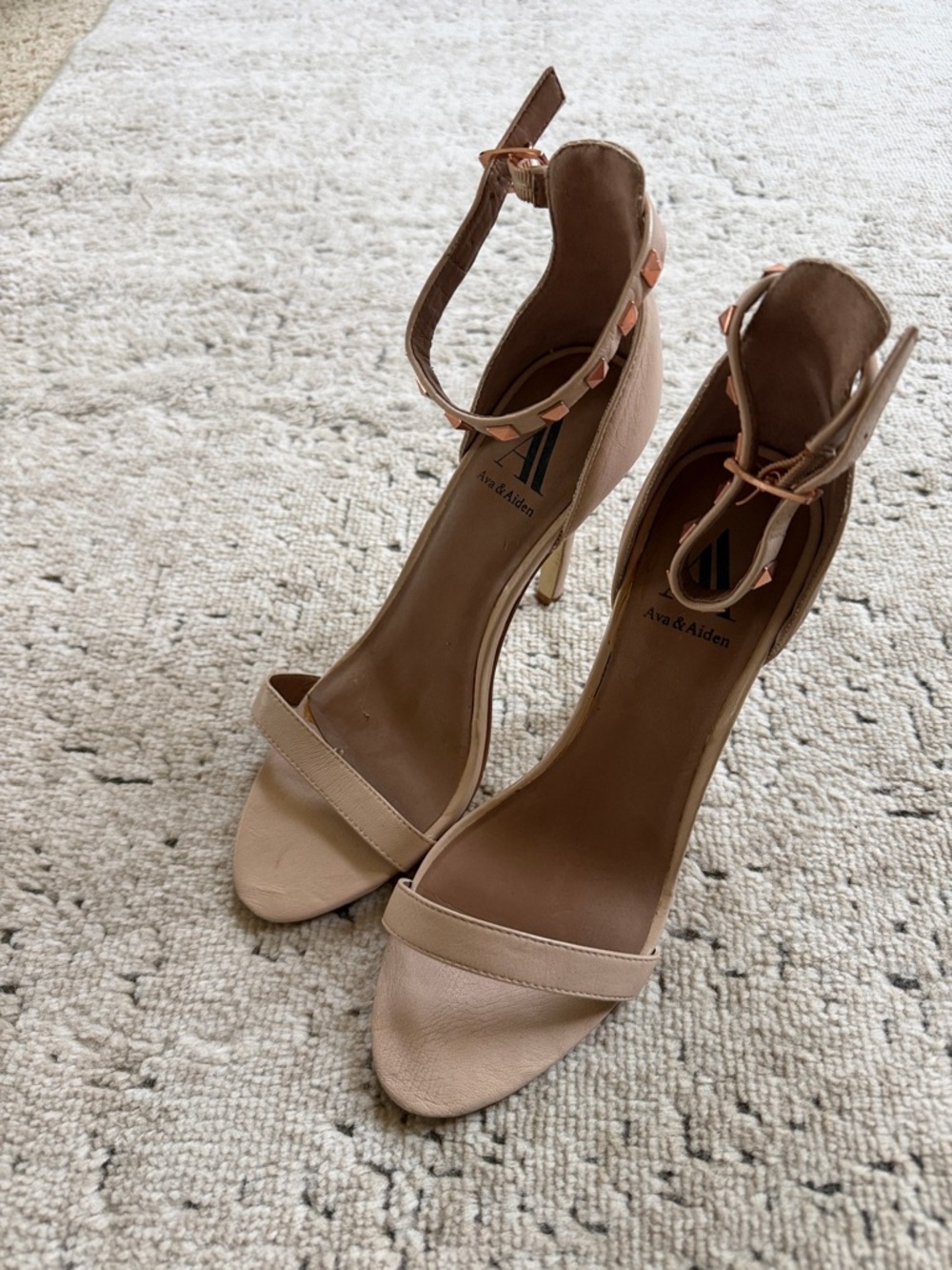 Ava & Aiden Blush Nude Ankle-Strap High Heel Sandals